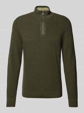 Mc Neal Strickpullover mit gerippten Abschl&uuml;ssen in Oliv Melange, Gr&ouml;&szlig;e XXXL