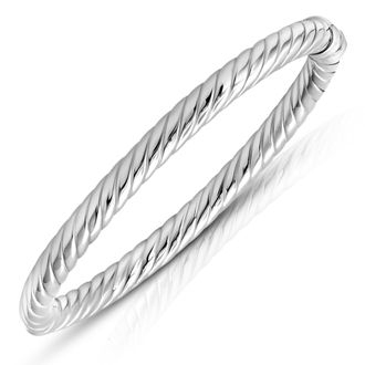 MAX + STONE 925 Sterling Silver 7 Inch Twist Bracelet with Hinged Clasp