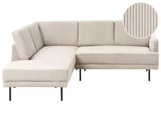 Beliani Sof&aacute; esquinero 4 personas de tejido beige