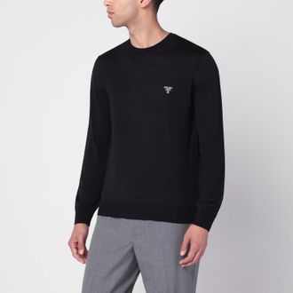 Prada Black wool sweater with logo
