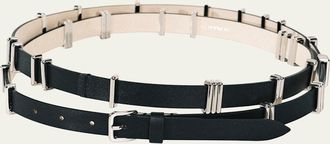 D&eacute;hanche Richa Silvertone Leather Belt