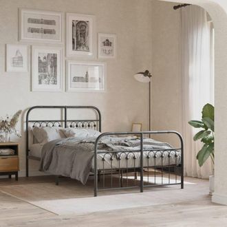 Berkfield Home Metal Bed Frame without Mattress with Footboard Black 120x190cm | Size: 120x190 cm