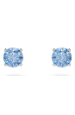 Swarovski Still Stud Earrings in Rhodium/Blue at Nordstrom