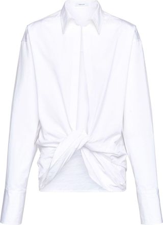 Ferragamo wrap-design cotton shirt - women - Cotton - 40 - White