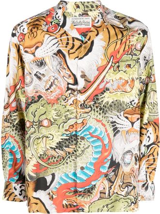 Wacko Maria graphic-print shirt - men - Rayon - M - Green