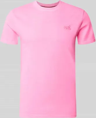 Superdry T-Shirt mit Rundhalsausschnitt und Label-Stitching in Pink, Gr&ouml;&szlig;e XXXL