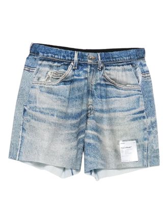 SATISFY whiskering-effect denim shorts - men - Polyester/Elastane/Nylon - S - Blue