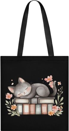 Generic Sleeping Cats on Books Womens Tote Casual Shopping Bag Lightweight Shoulder Bags Hobos Handbag for Work Travel Daily 35x40cm