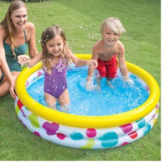 Trade Shop Trade Shop - Piscina Gonfiabile Per Bambini 3 Anelli 114 X 25 Cm Giardino Terrazzo 132 Lt