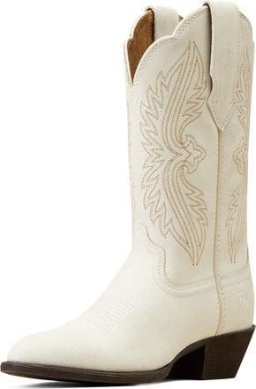 Ariat Womens Heritage R Toe StretchFit Western Boots in Distressed Ivory, B Medium Width, Size 5.5, by Ariat