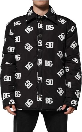 Dolce & Gabbana Zwarte Monogram Nylon Windbreaker Jas - Heren - Zomerjassen - Zwart - 2XL - Nylon - Jassen