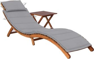 vidaXL Tumbona De Jard&iacute;n Con Mesa Y Coj&iacute;n Madera Maciza De Acacia Vidaxl