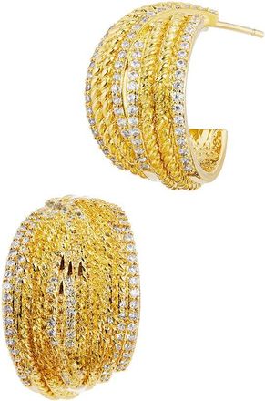 Savvy Cie Jewels 14K Plated Cz Hoop Earrings