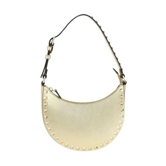 Valentino Garavani Gold Rockstud Half Moon Mini Bag