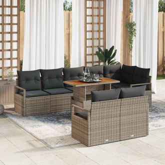 vidaXL Vidaxl - Conjunto De Sof&aacute; De Jard&iacute;n 9 Pcs Gris, Marr&oacute;n 100 X 55 X 73 Cm