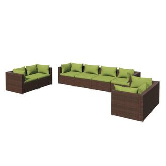 vidaXL Vidaxl - Set Divani Da Giardino 8 Pz Con Cuscini In Polyrattan Marrone