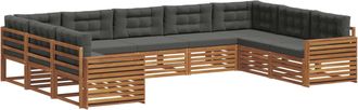 vidaXL Conjunto De Sof&aacute;s De Exterior 9 Uds. Natural Y Antracita Vidaxl