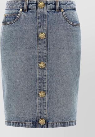 Balmain denim skirt featuring pockets and button accents
