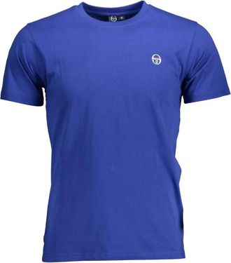 Sergio Tacchini Blauw Geborduurde Crewneck Katoenen T-shirt - Heren - T-shirts - Blauw - 2XL - Katoen - Tops