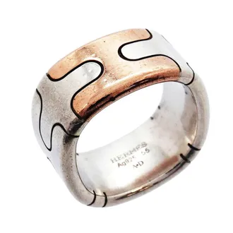 Herm&egrave;s Bronze Silver 925 Band Ring (Pre-Owned)