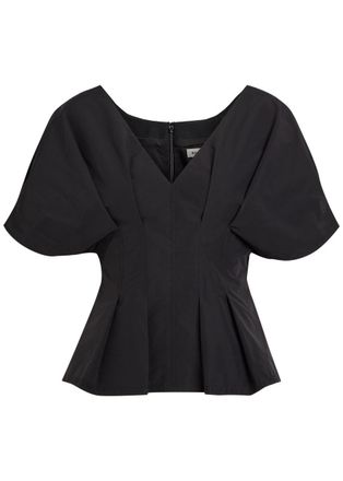 SIMKHAI Rozen Pleated Cotton-blend top - Black - 12 (UK16 / XL)