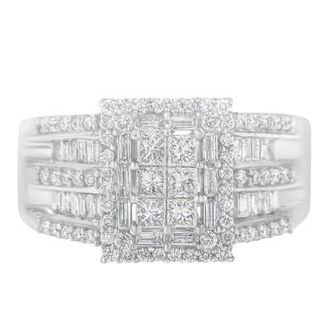 House of Brilliance 10K White Gold 1.0 Cttw Diamond Cluster Ring at Nordstrom, Size 7