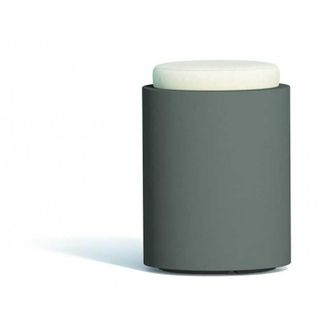 Monacis Puf De Dise&ntilde;o Moderno, &Oslash;40 Cm, H54 Cm, En Pol&iacute;mero Gris Con Coj&iacute;n, Para Uso Interior Y Exterior - Fabricado En Italia - Monacis