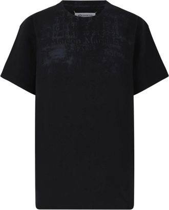Maison Margiela Katoenen T-shirt met grafische print - Dames - T-shirts - Zwart - M - Katoen - Tops