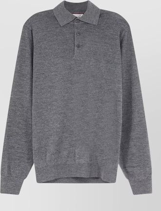 Brunello Cucinelli cashmere silk long-sleeve polo shirt