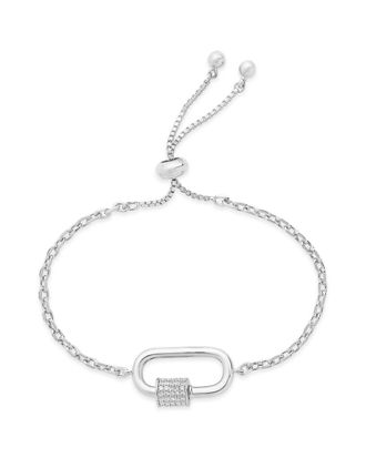 Sterling Forever CZ Carabiner Bolo Bracelet