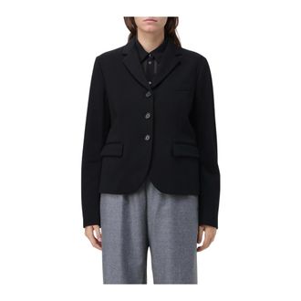 Aspesi Blazers, female, Black, Size: S Cropped Wool Blazer