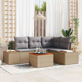vidaXL Vidaxl - Conjunto De Sof&aacute; De Jard&iacute;n Con Coj&iacute;n 5 Pcs Beige Polirat&aacute;n