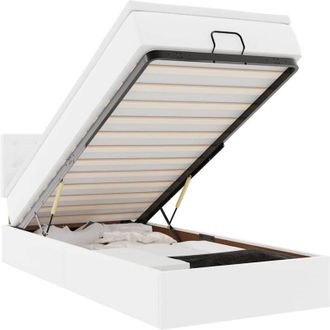 vidaXL Cama Otomana Colch&oacute;n Cuero Sint&eacute;tico Blanco 90x190cm