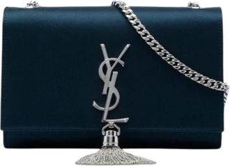 Saint Laurent Pre-owned Kate Crossbody Tas - Dames - Vintage Schoudertas - Blauw - ONE Size - Satijn - Vintage