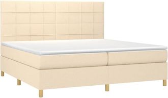 vidaXL Vidaxl - Cama Box Spring Colch&oacute;n Y Luces Led Tela Crema 200x200 Cm