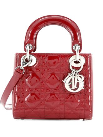 Dior Lady Dior Bag Cannage Quilt Patent Mini satchel - Rood