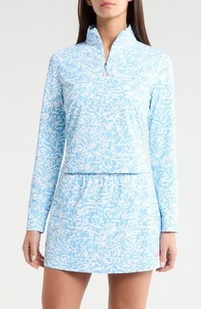 G/Fore Scribble Print Quarter Zip Golf Sweatshirt in Baja at Nordstrom, Size X-Small