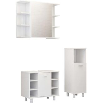 vidaXL Set Mobili da Bagno 3 pz Bianco in Truciolato - Vidaxl