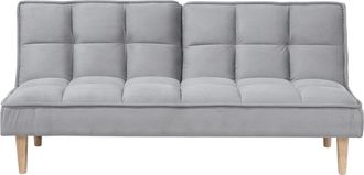 Beliani Sof&aacute; Cama Gris Claro 3 Plazas Respaldo Reclinable Acolchado Siljan