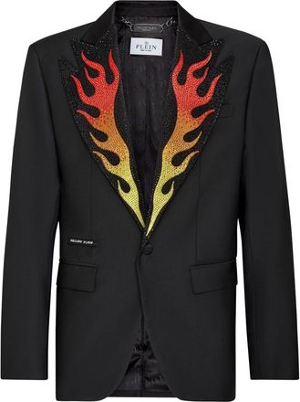 Philipp Plein Wool Blazer Lord Fit Flame - Heren - Blazers - Zwart - XL - Wol - Jassen