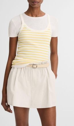 Vince Stripe Pima Cotton Blend Camisole in Limone Combo at Nordstrom, Size Xx-Small