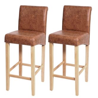 Hhg Hhg - Nunca Usado] Lote De 2 Taburetes De Bar 717, Taburete De Bar Taburete De Bar, Madera, Imitaci&oacute;n De Ante, Patas Claras, Tela/textil