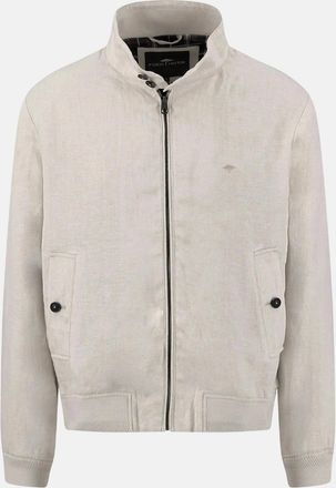 Fynch-Hatton Mens Pure Linen Harrington Jacket Cement - Cream - Size: 46/Regular