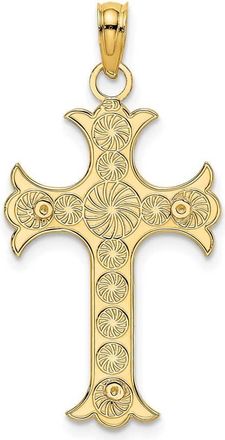 Diamond2Deal 14k Yellow Gold Double Sided Textured Cross Charm Pendant