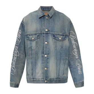 Balenciaga Denim Jackets, female, Blue, Size: XS Vintage-effect Denim Jacket