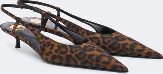 Saint Laurent Secret leopard-print slingback pumps