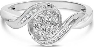 House of Brilliance Sterling Silver 1/10 Cttw Diamond Bypass Cluster Ring at Nordstrom