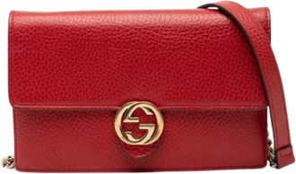 Gucci Pre-owned Cross Body Bags, female, Red, Size: ONE SIZE Pre-owned Wallet on Chain