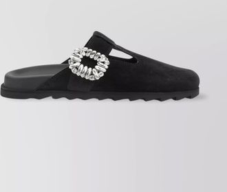 Roger Vivier crystal buckle t-strap mules