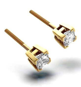 The Diamond Store 18K Gold Princess Lab Diamond Earrings - 0.50CT - F/VS - 3.4mm